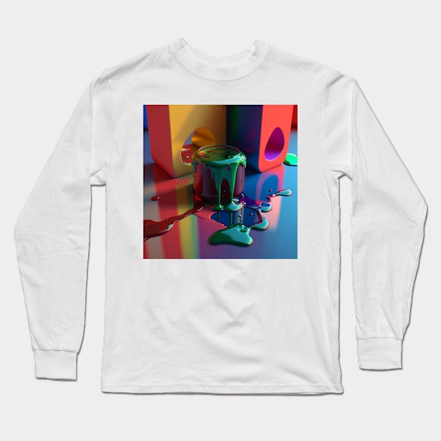 Living Life in Colour Spilled Paint Long Sleeve T-Shirt by AICreateWorlds